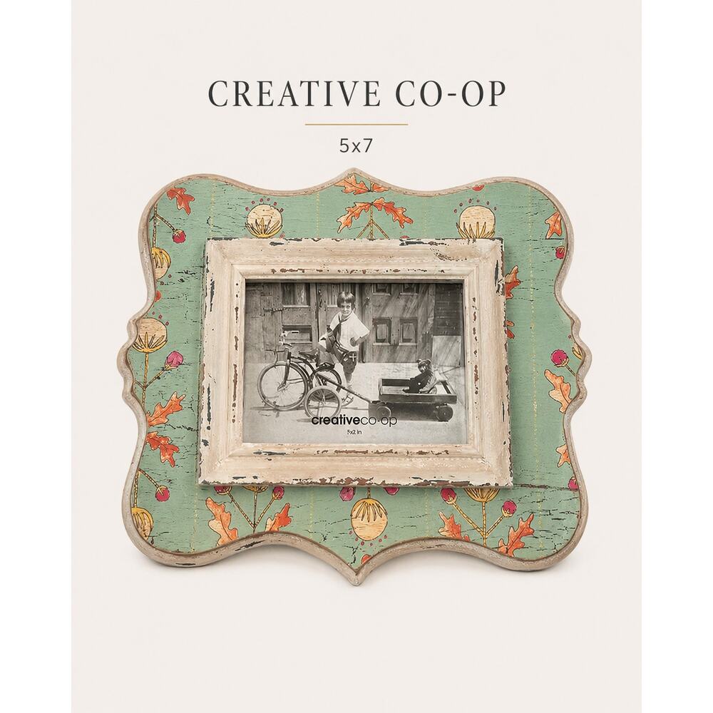 Creative Co-Op Floral Wall Picture Frame 5x7 Distressed Boho Cottage